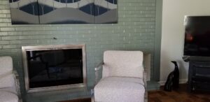 Brookfield design in a brush nickel fireplace door